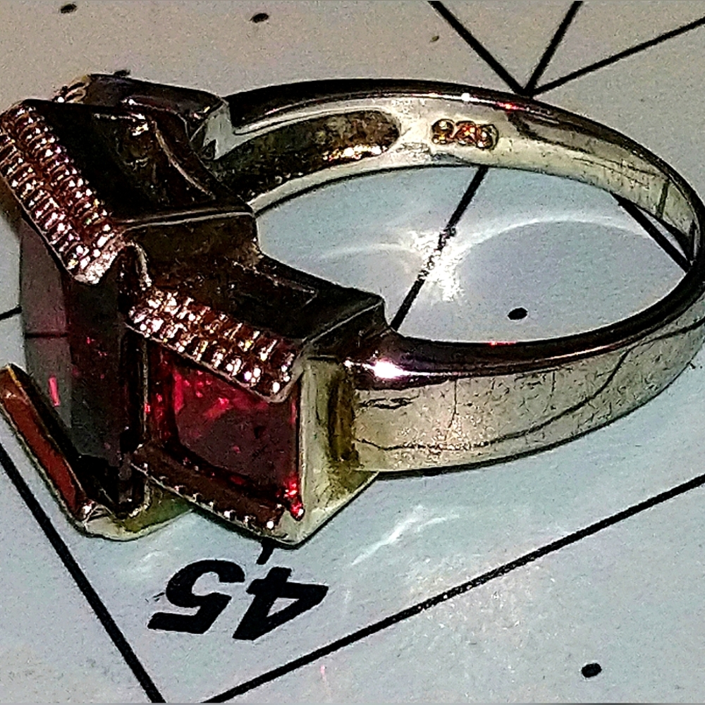 Size 8 - 925 Sterling Silver Ruby Ring - image 4